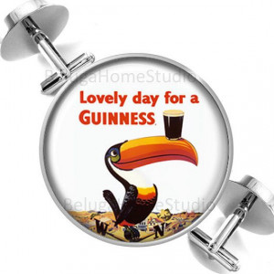 Cufflinks Guinness Vintage Ad Beer Quote with Toucan Groomsmen Wedding ...