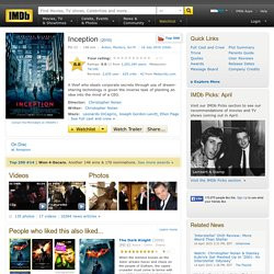 Inception (2010 . Edit Storyline Dom Cobb is a skilled thief, the ...