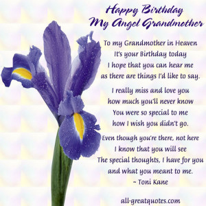 Happy Birthday My Angel Grandmother – Free In Loving Memory Cards ...