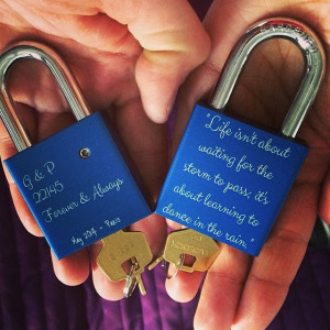 In Paris it's a tradition to put a lock on a bridge over the Siene and ...