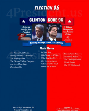 Clinton Gore Website Home Page