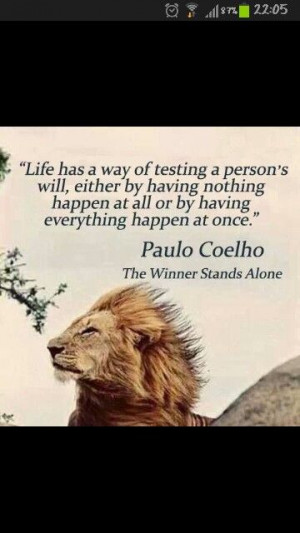 Paulo Coelho quote about life's tests