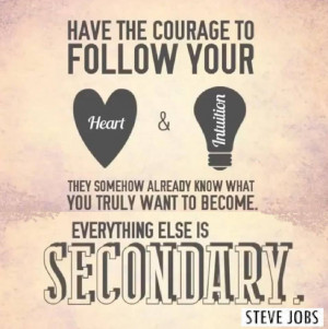Have the courage to follow your heart and intuition - Steve Jobs quote
