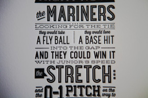 Letterpress 11×17 Seattle Mariners Quote Poster