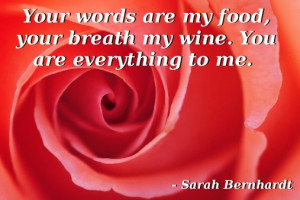 Your words are my food, your breath my wine. You are everything to me ...
