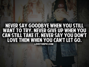 Never Say Goodbye When You Still Want To Try