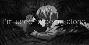 anime black and white dog sad puppy alone lucy elfen lied animated GIF
