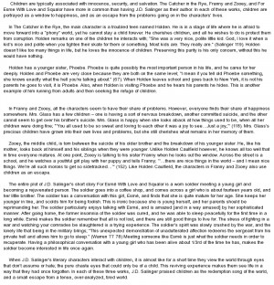 ... on Catcher in the Rye/Franny and Zooey/For Esme with Love and Squalor