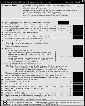 1040 2012 Social Security Worksheet