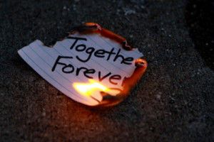 broken heart, burn, fire, forever, paper, text, together, words