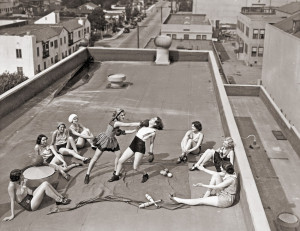 Women Boxing on a Roof (1930s)
