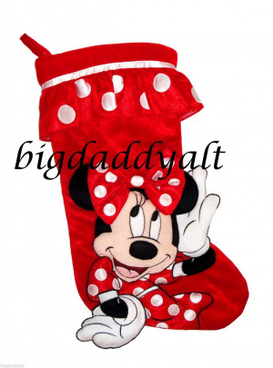 New Disney Theme Park Minnie Mouse Christmas Holiday Stocking Ebay