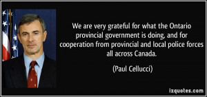 provincial government is doing, and for cooperation from provincial ...