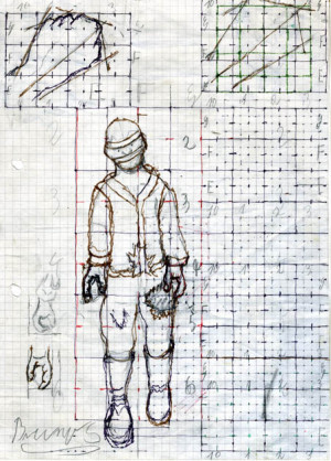 Kaspar Hauser, Mischtechnik auf Papier, 30 x 21 cm