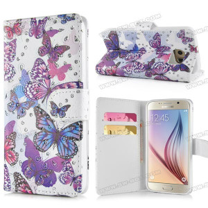 ... Diamond Decorated Leather Stand Case Wallet Cover for Samsung Galaxy