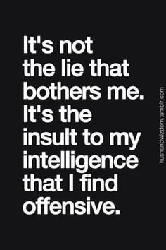 It's not the lie that bothers me. It's the insult to my intelligence ...