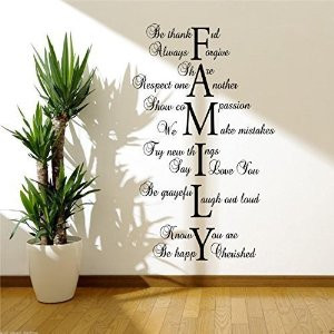 FAMILY LOVE LIFE Wall Art Sticker Lounge Hall Quote Decal Mural ...