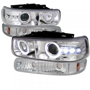 Chevrolet Silverado 1999-2003 Chrome Halo Projector Headlights With ...