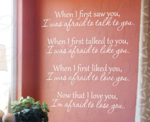 When I First Saw You Now Im Afraid Lose You Love Bedroom Family Vinyl ...