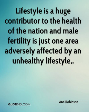 Lifestyle is a huge contributor to the health of the nation and male ...