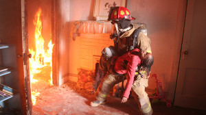firefighter saving life