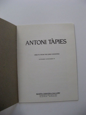 Antoni Tapies Objects From Early Seventies Catalog Limited Edition ...