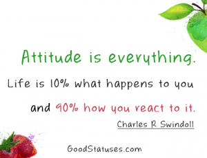 Attitude Status: Attitude is everything. Life is 10% and How you react ...