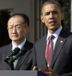 President Barack Obama stands with Jim Yong Kim, his nominee to be the ...