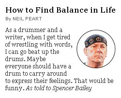 Neil Peart was featured in yesterday's One-page Magazine in the Sunday ...