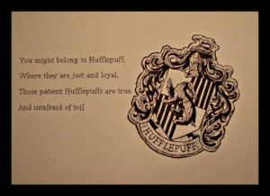 Harry Potter Hufflepuff Crest Black Pen Drawing and Sorting Hat quote ...