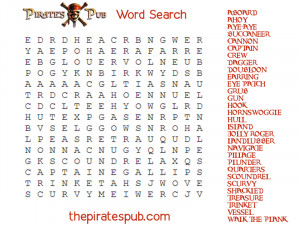 The Pirate’s Pub Word Search Solution/Answer Key Is Below: