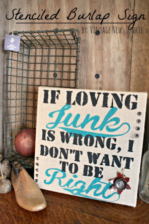Cute Junky Sign with Tutorial #burlap #junk #mpinterestparty