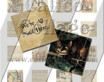 85x.85 Collage Sheet Vintage Alice in Wonderland Instant Download ...