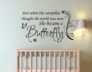 Caterpillar to BUTTERFLY Girl Nursery Quote Vinyl Wall Decor Decal ...