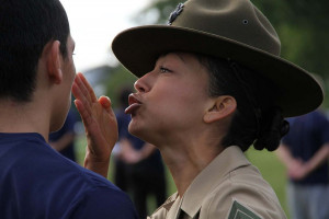 Oh no! The classic 'knife hand' is a mainstay of DI's. Marines will go ...