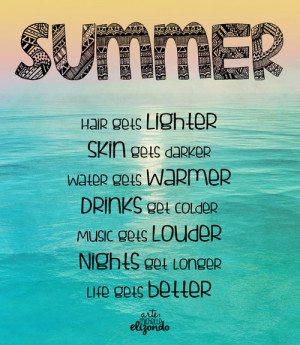 SUMMERHair gets lighterSkin gets darkerWater gets warmerDrinks get ...