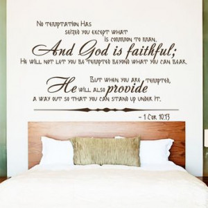 Wall Decals Quotes Bible Verse Psalm 1 Corinthians 10:13 No Temptation ...