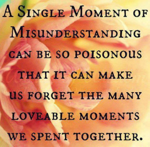 single moment of misunderstanding can be so poisonous, That it can ...