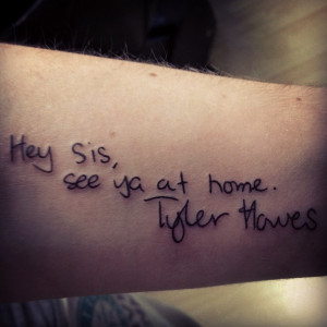 Tattoo my cousin did for a client whose brother passed away. That's ...