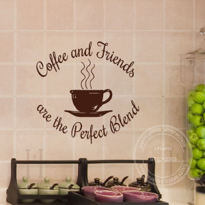 ... Coffee Shop Friends Kitchen Quotes Decal Art Wall Stickers Size60x60CM