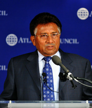 ormer Pakistani President Pervez Musharraf speaks during a discussion ...