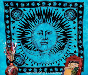 Psychedelic Celestial Tapestry Sun & Moon Tapestry by Labhanshi, $25 ...