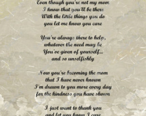 Second Mom Love Poem for Stepmom 8 X 10 Print Digital INSTANT ...