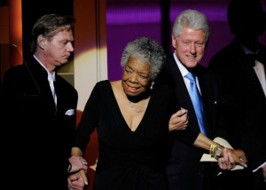 Honoree Maya Angelou and former President Bill Clinton onstage at the ...
