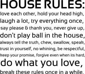 ... House Rules 2 Wall Sticker, Family Quotes, Vinyl Decal, Fun Transfer