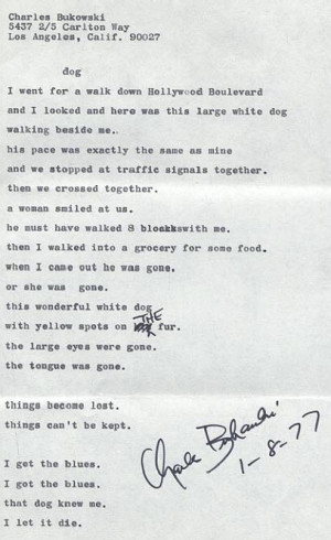 bukowski poem1977 01 08 dog Charles Bukowski Poetry