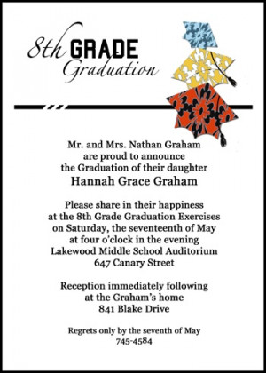 8th Grade colorful Graduation Caps Announcement Invitation Cards