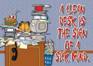 ... Humor Magnetic & Velcro Sign clean desk sign of a sick mind Garfield