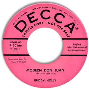 Classic 45 Record: Modern Don Juan/ You Are My One Desire by Buddy ...