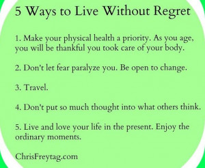 ways to live life without regret.